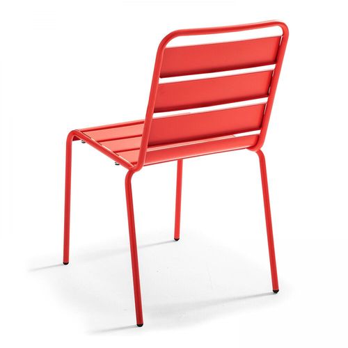 Table De Jardin Et 8 Chaises En Métal Rouge