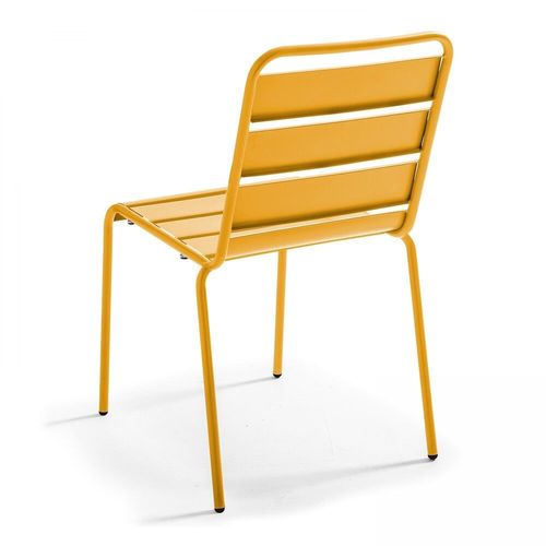Table De Jardin Et 6 Chaises En Métal Jaune