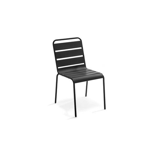 Table De Jardin Ronde Et 6 Chaises En Métal Anthracite