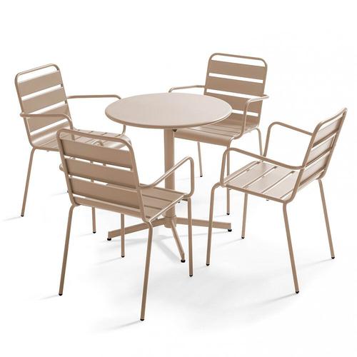 Table Ronde Bistro Inclinable En Acier Taupe