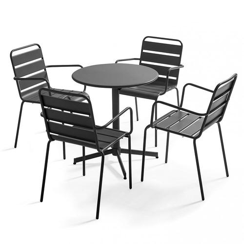 Table Ronde Bistro Inclinable En Acier Anthracite