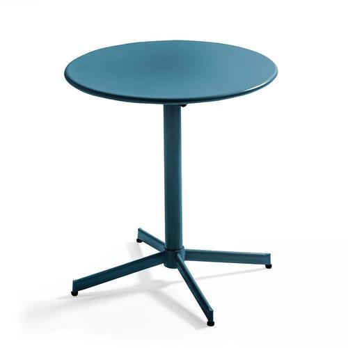 Table Ronde Bistro Inclinable En Acier Bleu Pacific