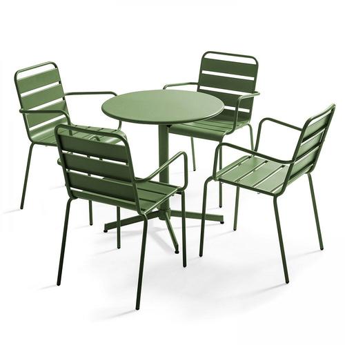 Table Ronde Bistro Inclinable En Acier Vert Cactus