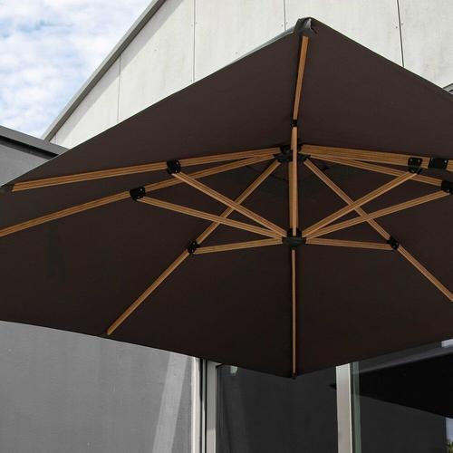 Parasol Déporté Carré Effet Bois Anthracite