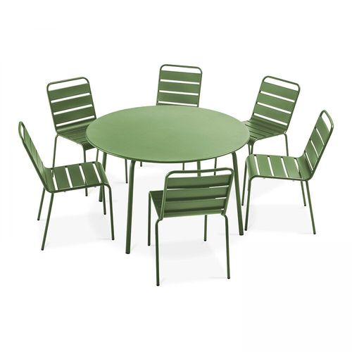 Table De Jardin Ronde En Acier Vert Cactus