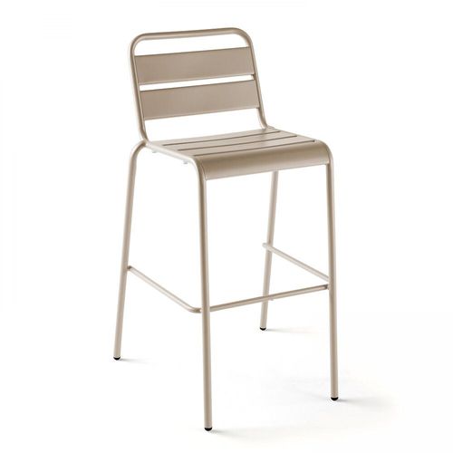 Table De Bar 70x70x105cm Et 2 Chaises Hautes 49x58x101cm, En Acier, Palavas