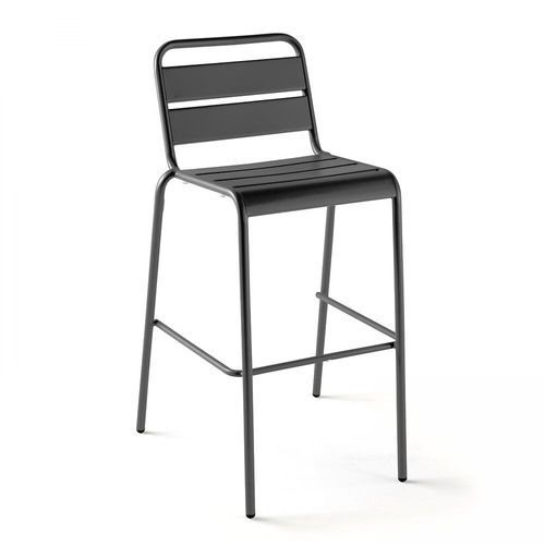 Table De Bar 70x70x105cm Et 2 Chaises Hautes 49x58x101cm, En Acier, Palavas