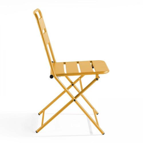 Lot De 2 Chaises Pliantes En Métal Jaune