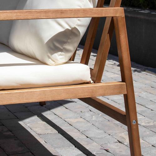 Salon De Jardin En Bois D'eucalyptus Avec 1 Canapé, 2 Fauteuils Et Table Basse Blanc