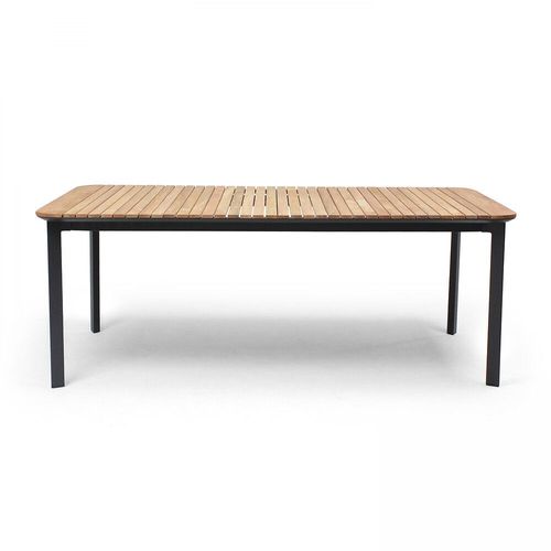 Ensemble Table De Jardin Rectangulaire Aluminium/Teck Et 8 Fauteuils