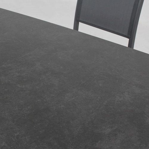 Table De Jardin Aluminium Et Pierre + 6 Chaises Et 2 Fauteuils Gris