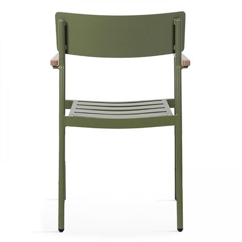 Fauteuil En Aluminium Et Bois Avec Accoudoirs Vert Kaki