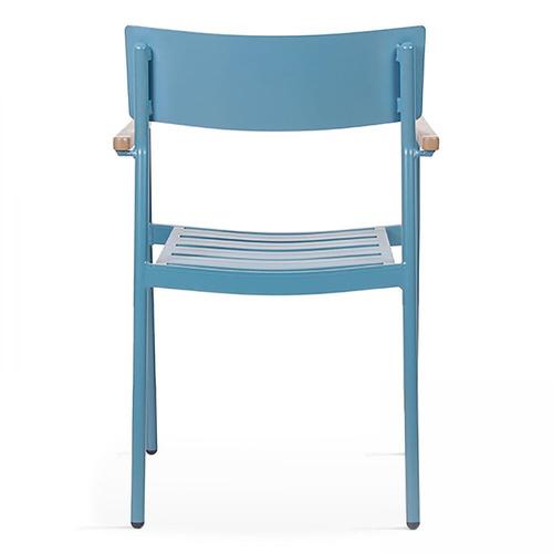 Fauteuil En Aluminium Et Bois Avec Accoudoirs Bleu Canard