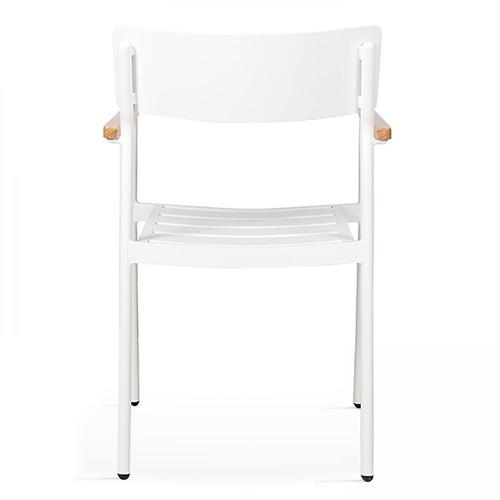 Fauteuil En Aluminium Et Bois Avec Accoudoirs Blanc