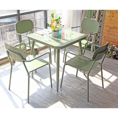 Table De Jardin Carrée En Aluminium Vert Kaki