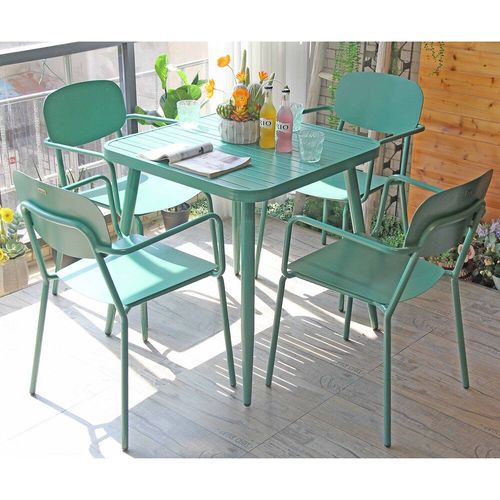 Table De Jardin Carrée En Aluminium Vert Olive