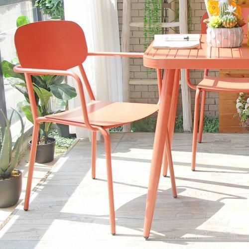 Fauteuil De Jardin En Aluminium Avec Accoudoirs Terracotta