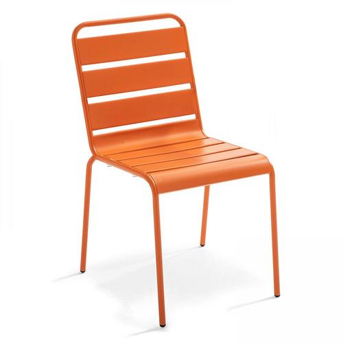 Table Carée 70 Cm Plateau Inclinable Et 4 Chaises Orange