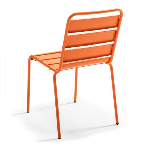 Ensemble Table De Jardin Et 4 Chaises En Métal Orange