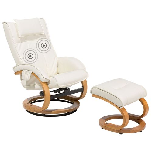 Fauteuil Massant Cuir Pu Beige Clair Majestic