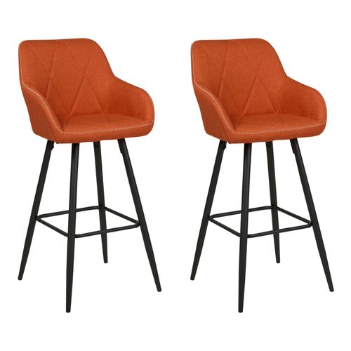 Tabouret De Bar Set De 2 Tissu Orange Darien