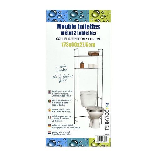 Meuble Wc 2 Tablettes Pour Toilettes Chrome - Silver