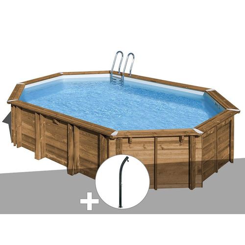 Kit piscine bois Gré Avocado 6,56 x 4,56 x 1,27 m + Douche