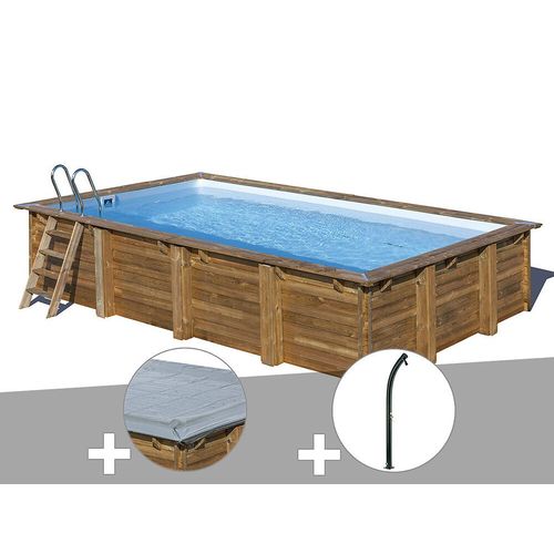 Kit piscine bois Gré Evora 6,20 x 4,20 x 1,33 m + Bâche hiver + Douche