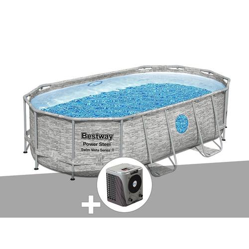 Kit piscine tubulaire ovale Bestway Power Steel SwimVista avec hublots 4,27 x 2,50 x 1,00 m + Pompe ? chaleur