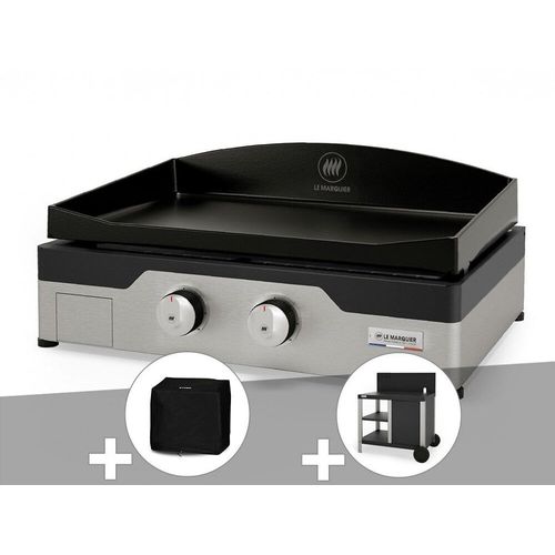 Plancha gaz Signature Allure 260 Duo + Housse de protection + Desserte