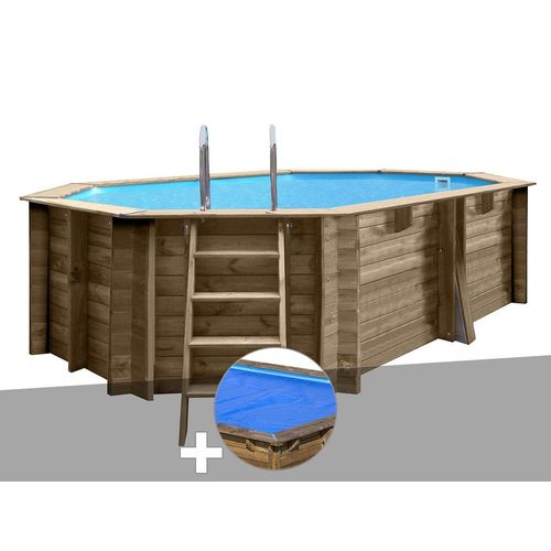 Kit piscine bois Gré Grenade 4,36 x 3,36 x 1,17 m + Bâche à bulles