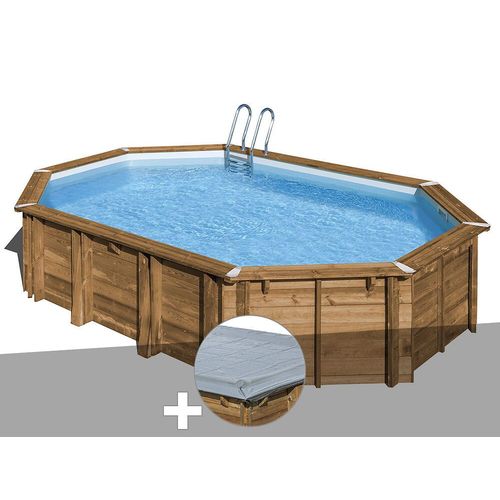 Kit piscine bois Gré Avocado 6,56 x 4,56 x 1,27 m + Bâche hiver