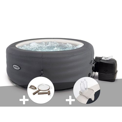Kit spa gonflable Intex PureSpa Access rond Bulles 4 places + Kit d'entretien + Porte-verre