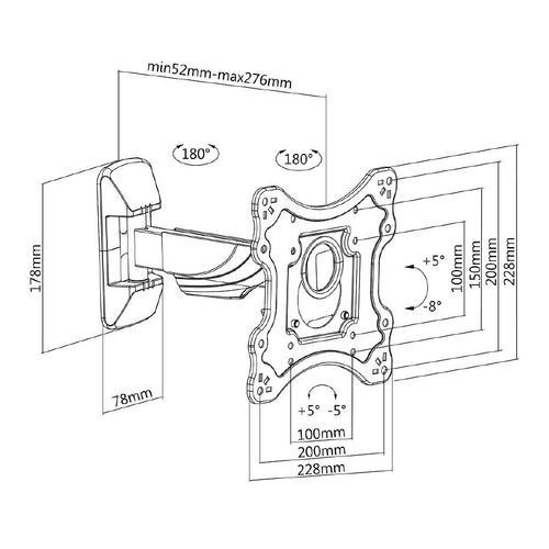 support mural inclinable/orientable pour écran 23" à 42" h2342-2a