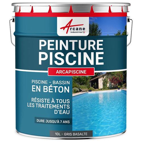 Peinture Piscine Bassin Béton ARCAPISCINE Ciment Décoration Imperméable Bleu Blanc Gris Grise Jaune Sable Noir Vert Gris clair ral 7047 10 L