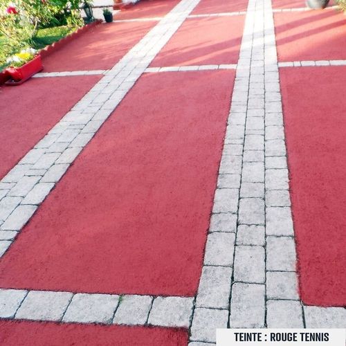 Peinture bitume goudron asphalte macadam résine sol extérieur béton enrobé rénov décoration ARCASPHALT Rouge tennis 15 Kg jusqu a 30m2 pour 2 couches