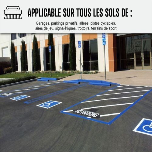 Peinture bitume goudron asphalte macadam résine sol extérieur béton enrobé rénov décoration ARCASPHALT Noir 15 Kg jusqu a 30m2 pour 2 couches