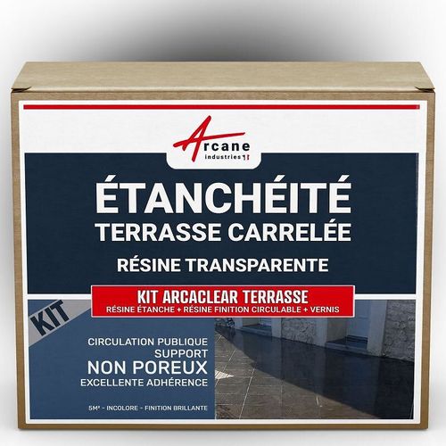 étanchéité transparente terrasse carrelée résine produit translucide carrelage balcon Transparent - Finition Brillante 5m², circulation publique support non poreux