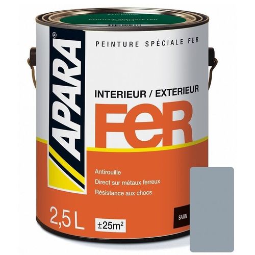 Peinture Fer Satin - APARA 2.5 litres Gris argent (RAL 7042)