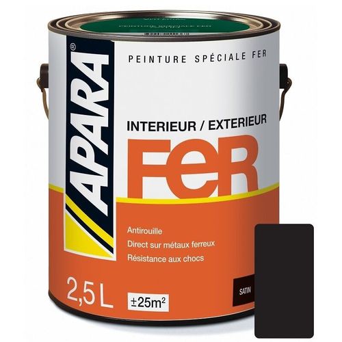 Peinture Fer Satin - APARA 2.5 litres Noir profond (RAL 9005)