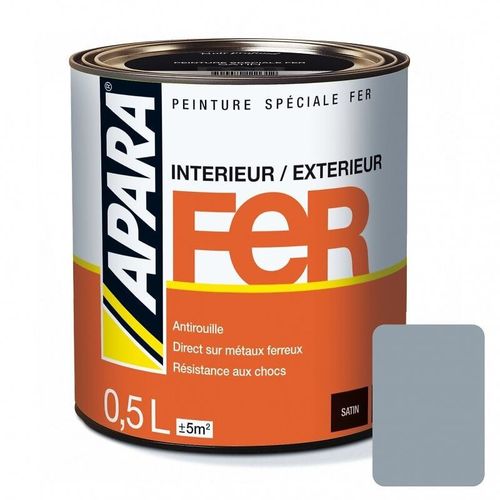 Peinture Fer Satin - APARA 0.5 litre Gris argent (RAL 7042)