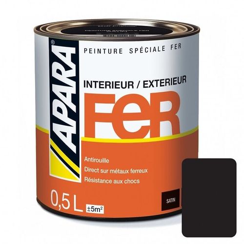 Peinture Fer Satin - APARA 0.5 litre Noir profond (RAL 9005)
