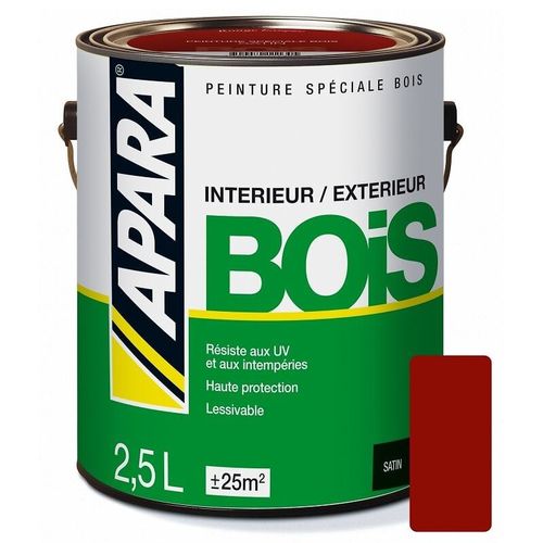 Peinture Bois Satin - APARA 2.5 litres Rouge basque (RAL 8015)