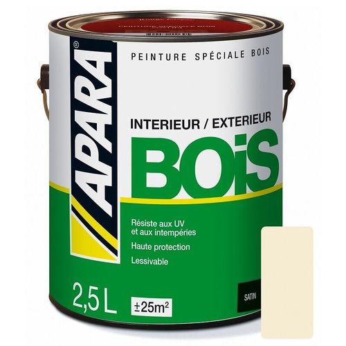 Peinture Bois Satin - APARA 2.5 litres Blanc cassé (RAL 1015)