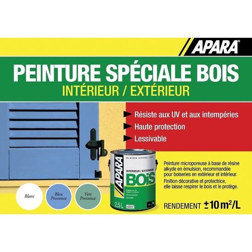 Peinture Bois Satin - APARA 2.5 litres Blanc