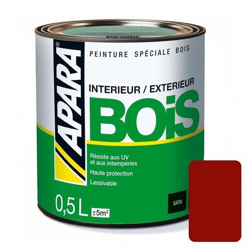 Peinture Bois Satin - APARA 0.5 litre Rouge basque (RAL 8015)