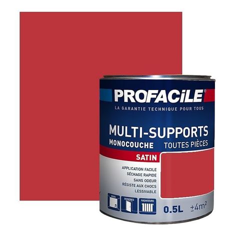 Peinture intérieure multi-supports, PROFACILE 0.5 litre Rouge Coquelicot