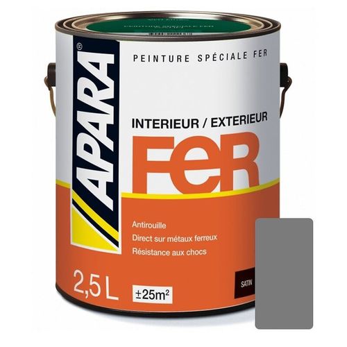 Peinture Fer Satin - APARA 2.5 litres Gris Anthracite (proche RAL 7037)