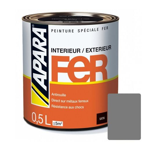 Peinture Fer Satin - APARA 0.5 litre Gris Anthracite (proche RAL 7037)