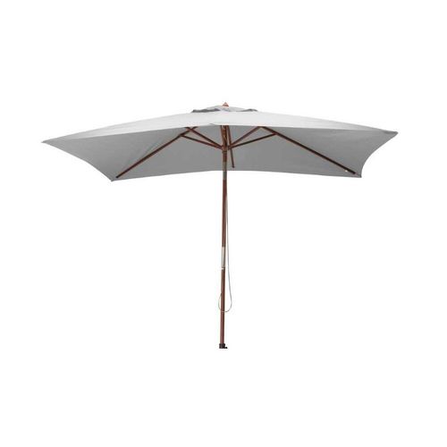 Parasol Droit En Bois - 300 X 200 Cm - 6 Baleines - Toile Couleur Écrue